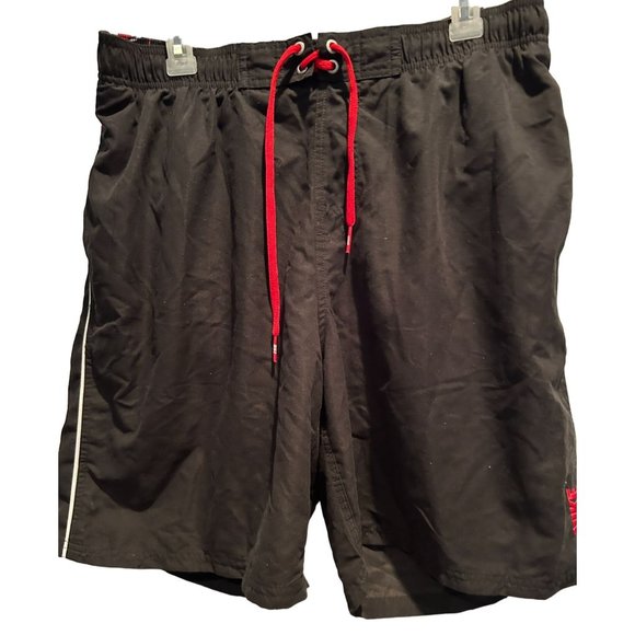 Nike Board Shorts size XL, Mesh Liner, Black with Red Trim, Polyester, Surf Swim - Picture 1 of 4